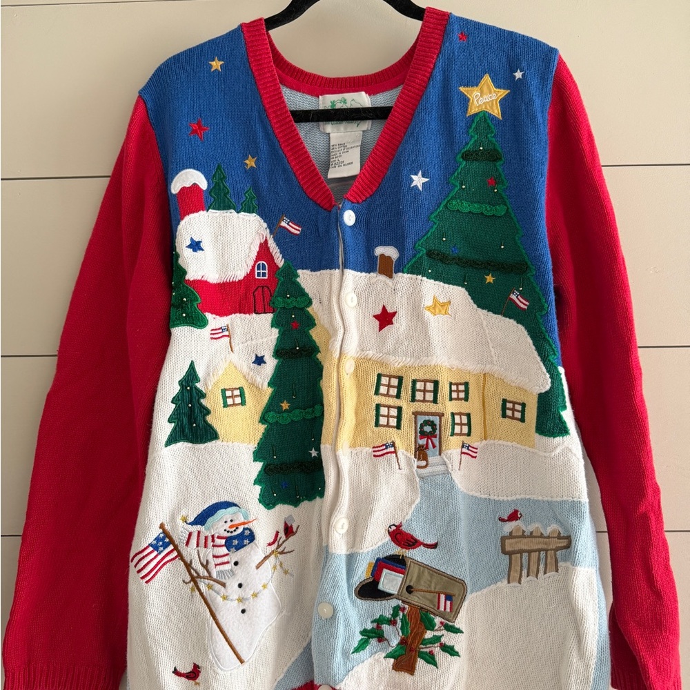 Quacker Factory Red and Blue Sweater